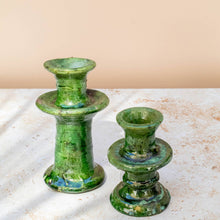 Load image into Gallery viewer, Handmade Moroccan Tamegroute Candlestick - Solid Green (Multiple Sizes)