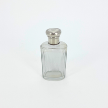 Load image into Gallery viewer, Solid Silver Lidded Perfume Bottle with Faceted Glass
