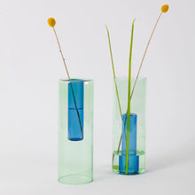 Load image into Gallery viewer, Reversible Glass Vase - Blue/Green (multiple sizes)