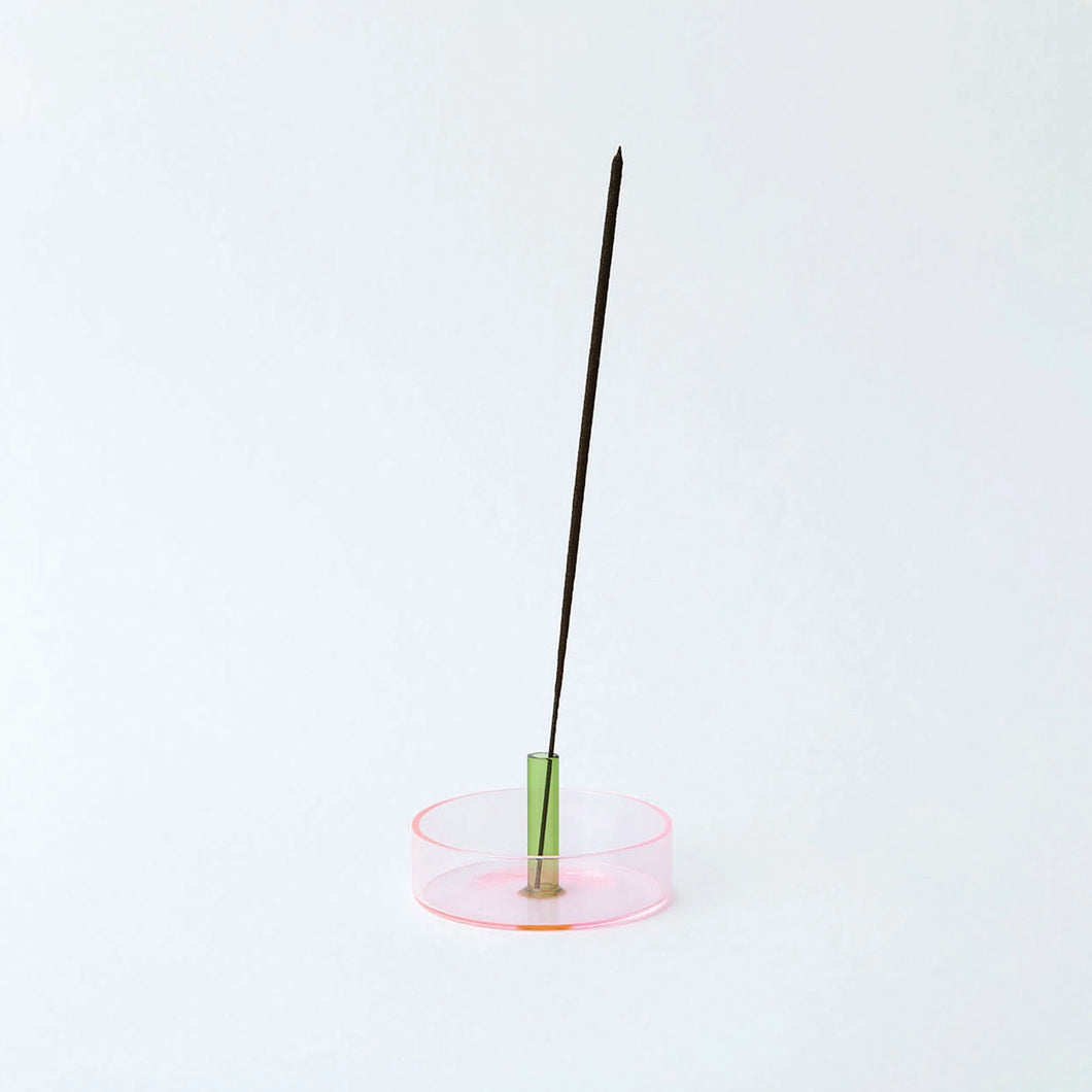 Two-Tone Glass Incense Holder - Green/Pink