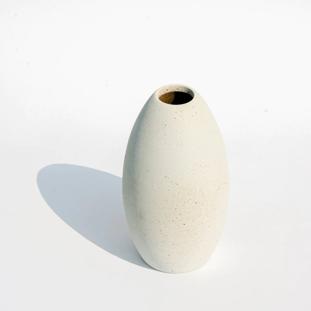 Natural Ceramic Oval Bud Vase