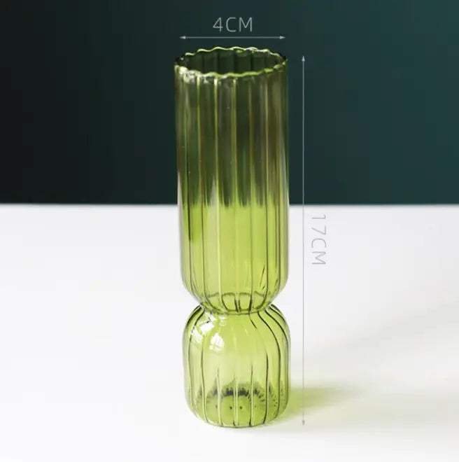 Fluted Glass Vase - Green