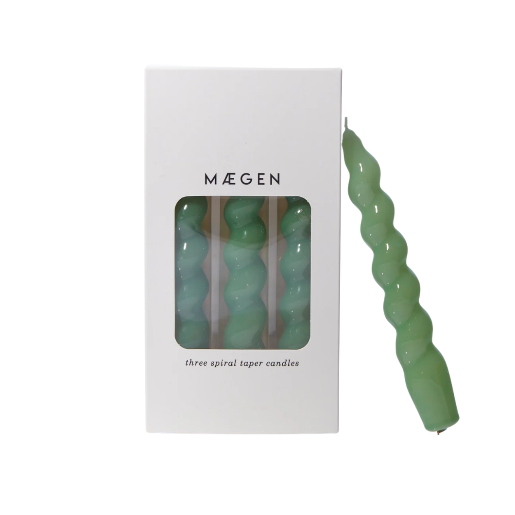 Spiral Taper Candles - 3 Pack - Sage