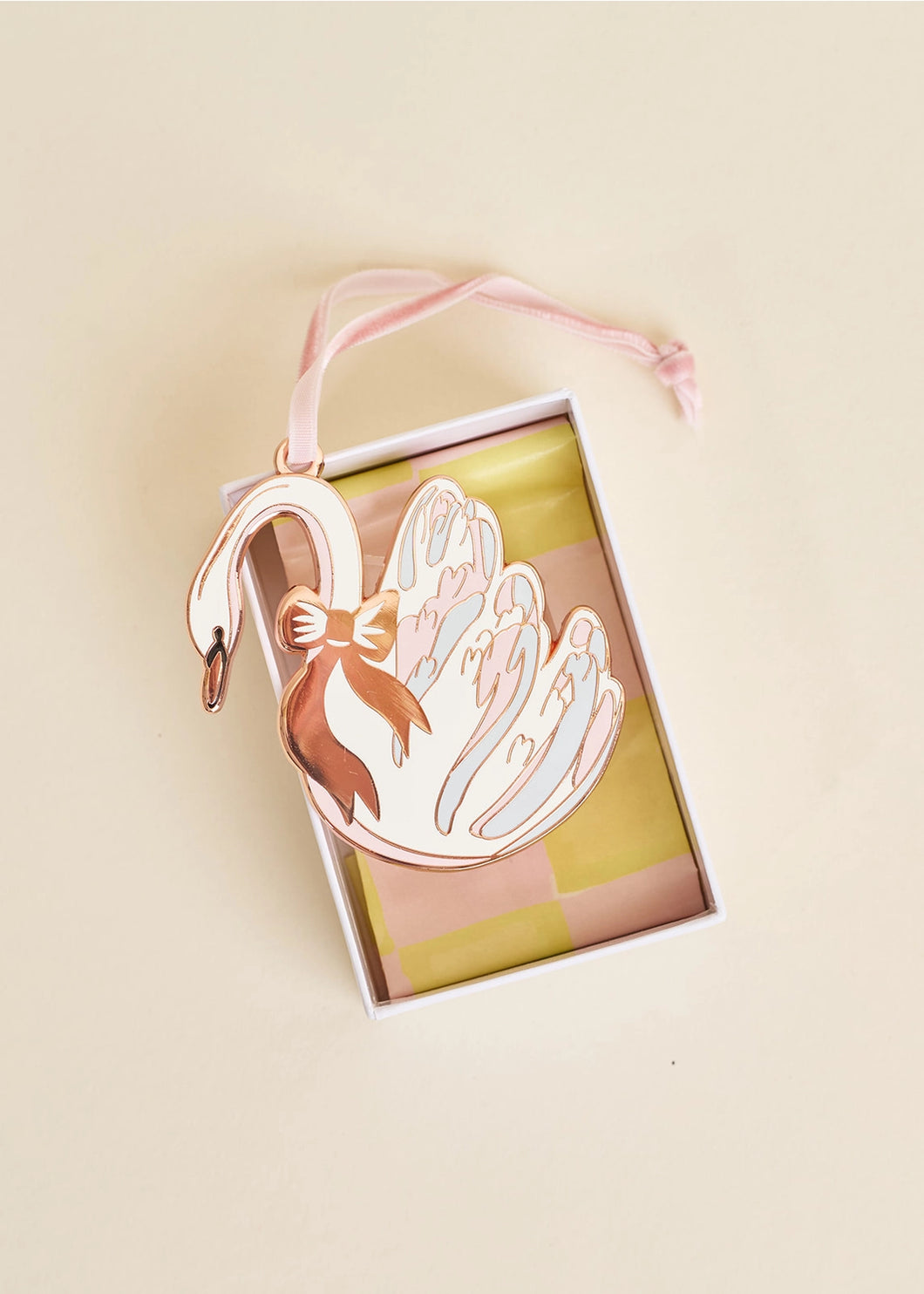 Winter Swan Enamel Christmas Tree Ornament