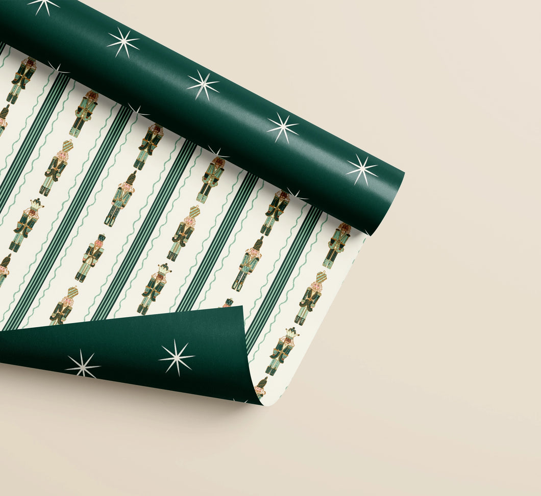 Nutcracker Stripe Stars Double Sided Wrap | 3 Sheets