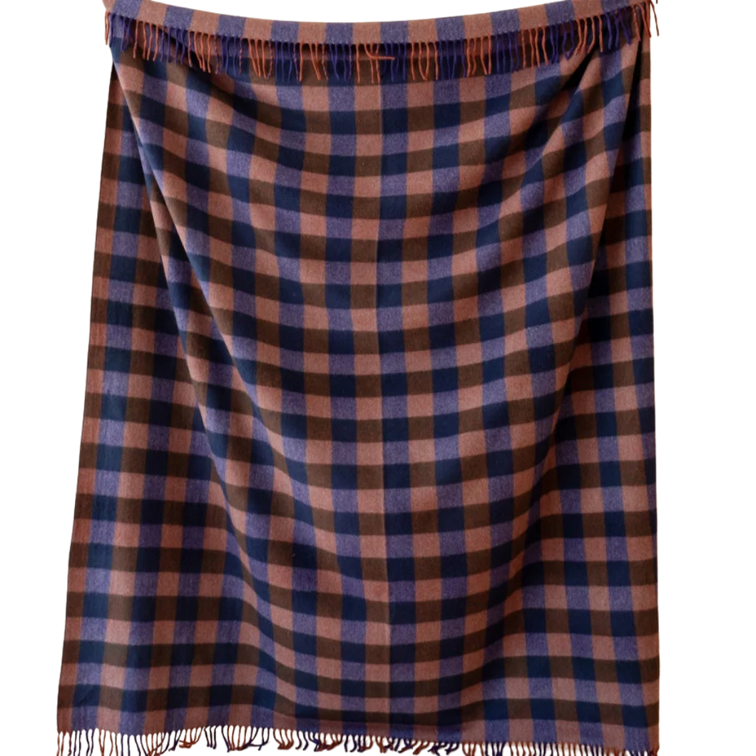 Large Recycled Wool Blanket - Midnight Gingham