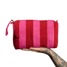 Load image into Gallery viewer, Handmade Cosmetic Bag - Red &amp; Pink
