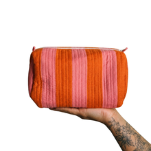 Load image into Gallery viewer, Handmade Cosmetic Bag - Orange &amp; Peach
