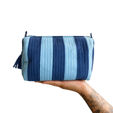 Load image into Gallery viewer, Handmade Cosmetic Bag - Light &amp; Dark Blue
