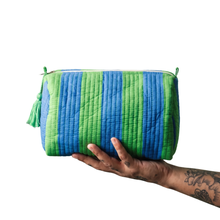Load image into Gallery viewer, Handmade Cosmetic Bag - Green &amp; Blue
