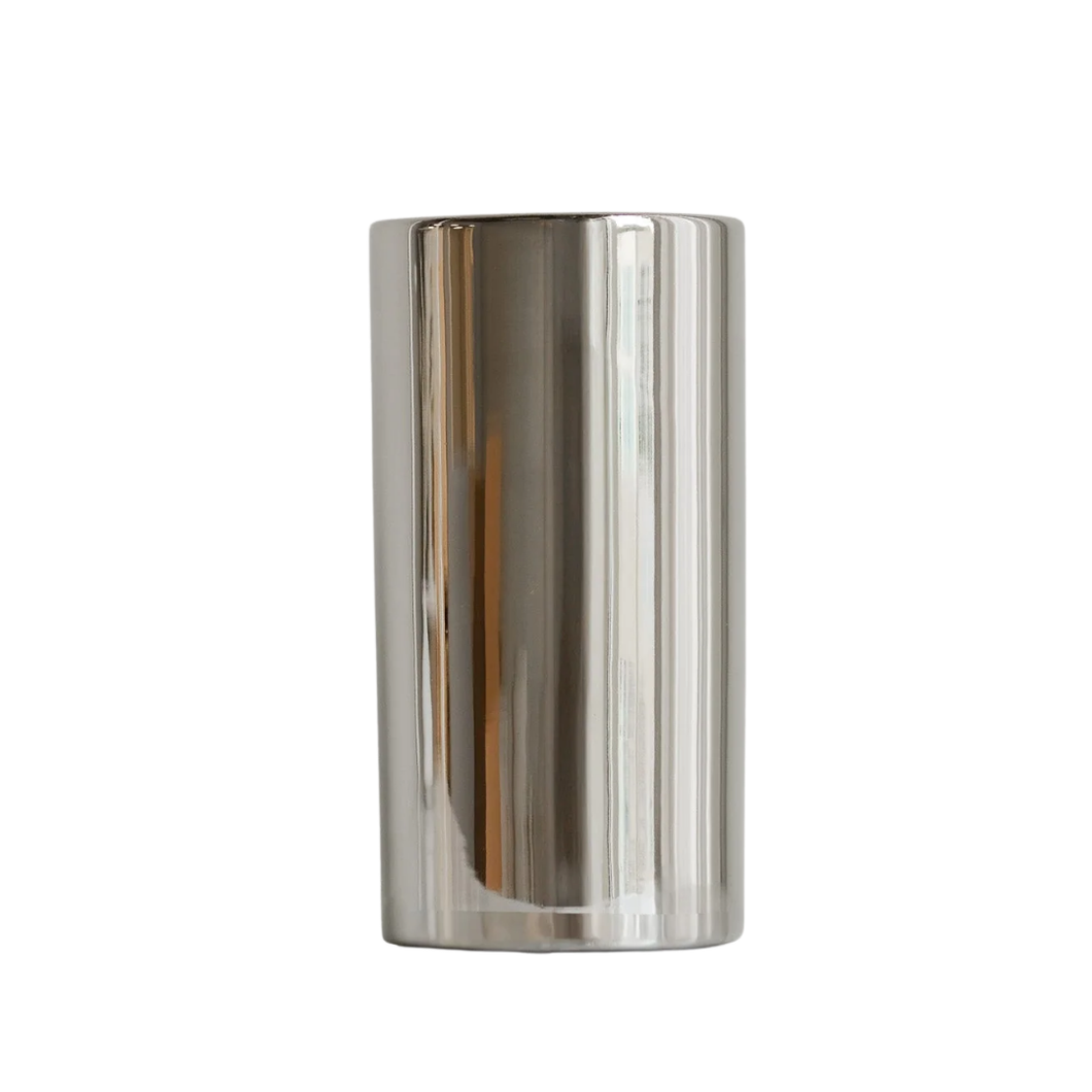 Electroplated Silver Ceramic Vase - Tall