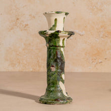 Load image into Gallery viewer, Handmade Moroccan Tamegroute Candlestick - Splatter green (Multiple Sizes)
