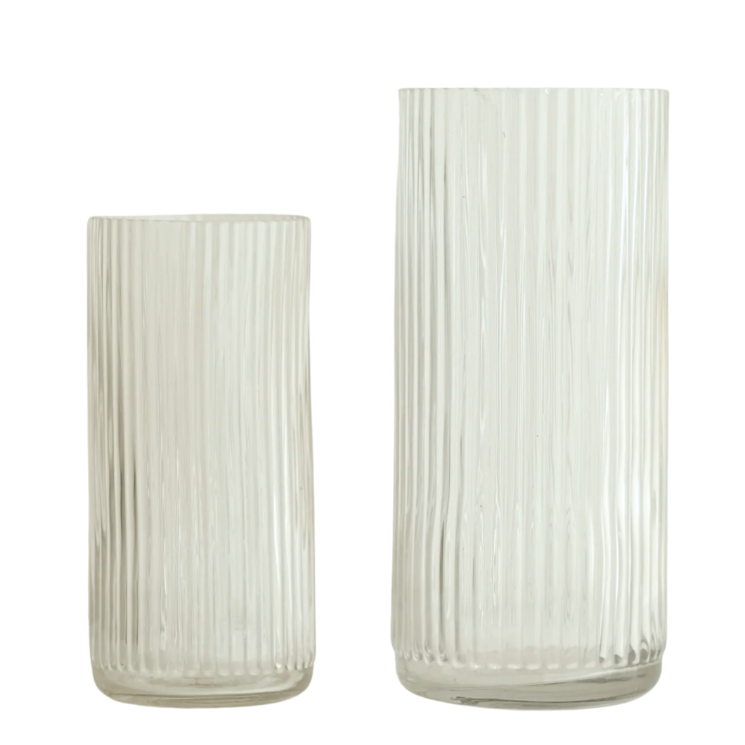 Ridged Pillar Glass Vase