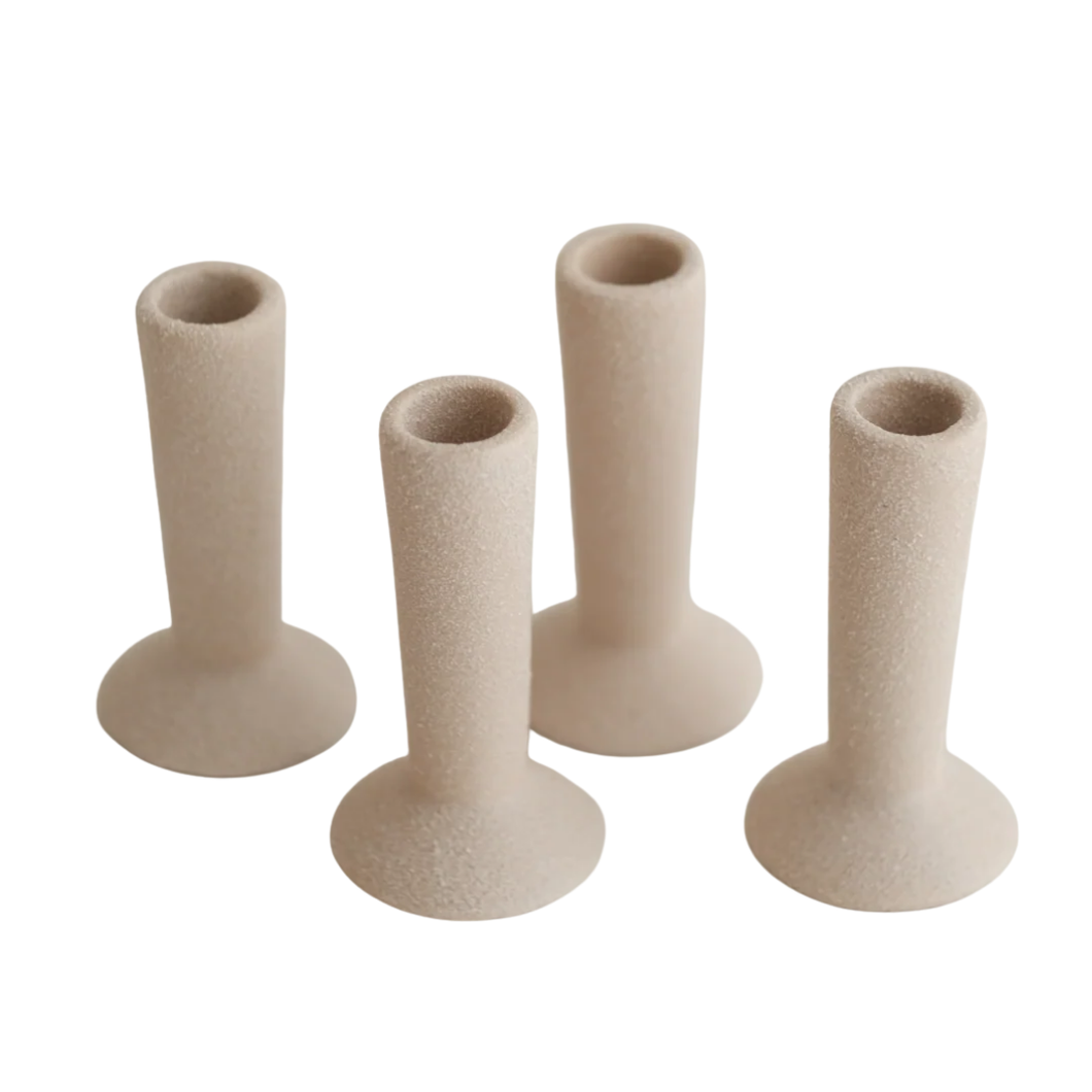 Textured Ceramic Candle Holder - Sandy Beige