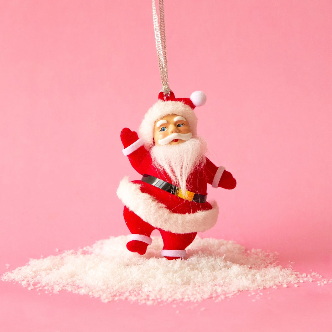 Retro Dancing Santa Ornament - Red