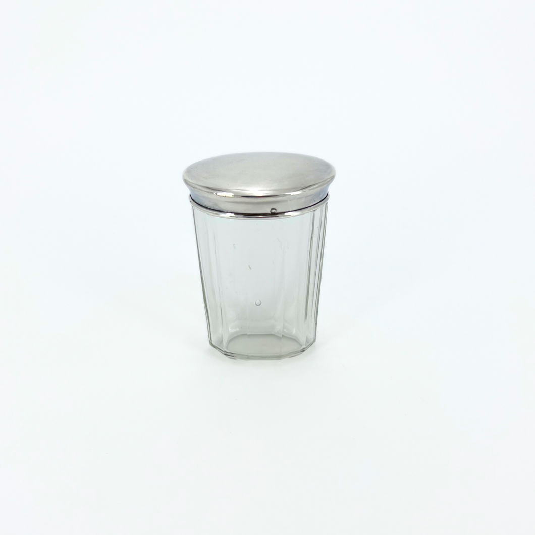 Solid Silver Lidded Glass Vanity Container