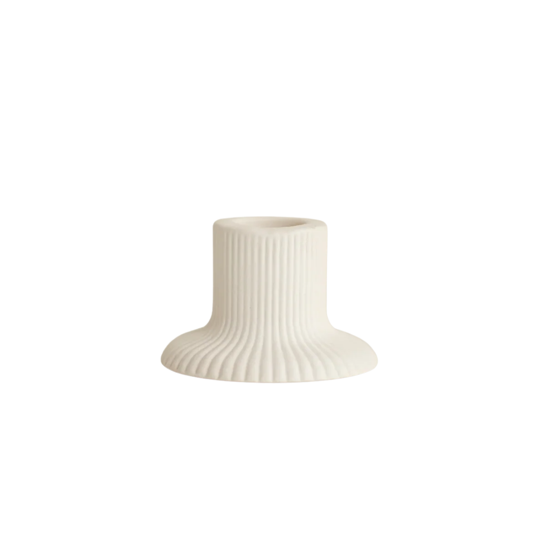 Ridge Ceramic Candle Holder - White (multiple sizes)