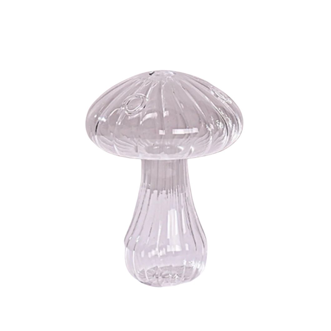 Mini Glass Mushroom Bud Vase - Clear