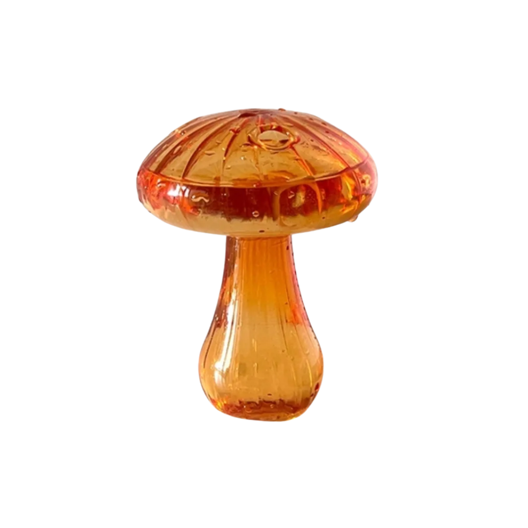 Mini Glass Mushroom Bud Vase - Orange