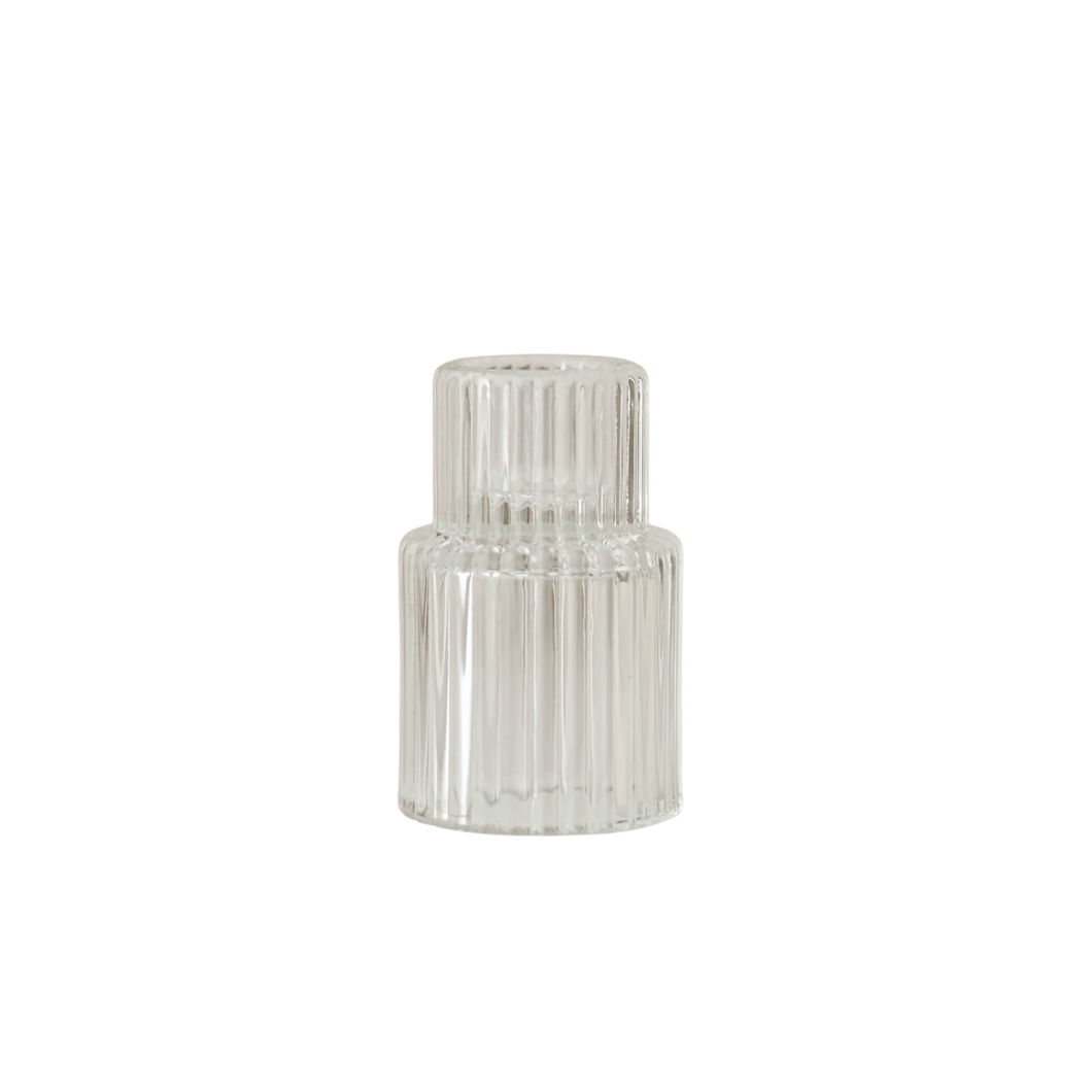Ridged Glass Candle Holders