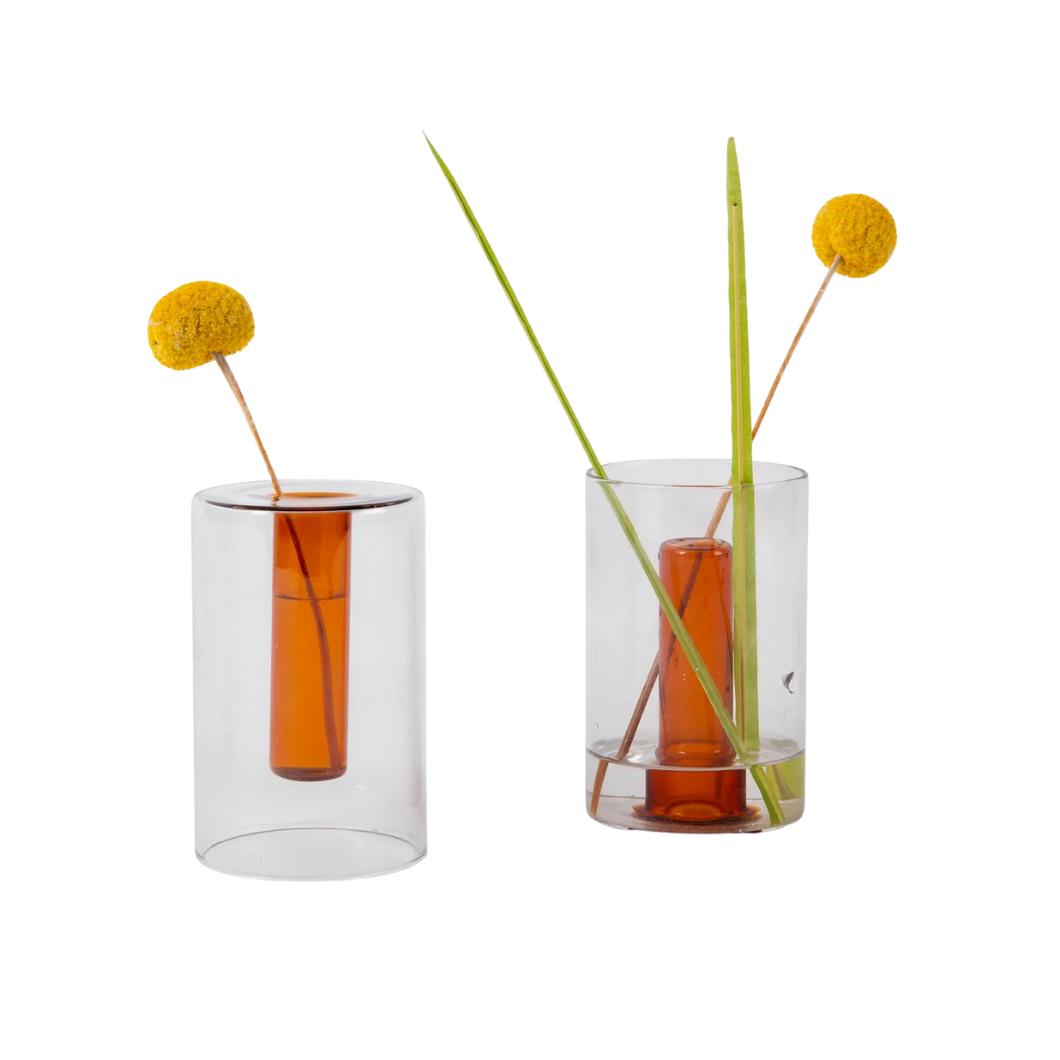 Reversible Glass Vase - Orange/Grey (multiple sizes)