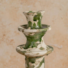 Load image into Gallery viewer, Handmade Moroccan Tamegroute Candlestick - Splatter green (Multiple Sizes)
