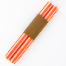 Load image into Gallery viewer, Striped Dinner Candles - Orange/White - Set of 2
