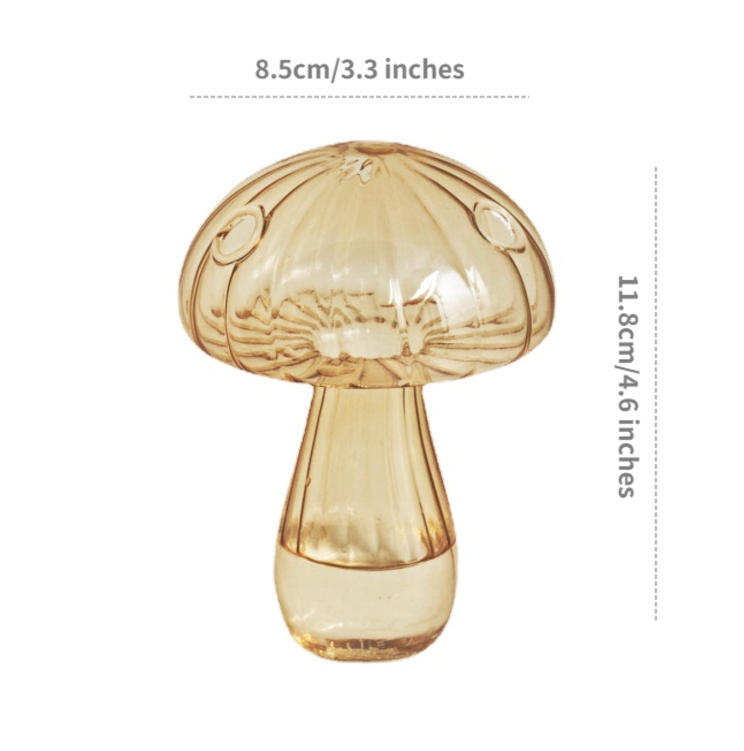 Mini Glass Mushroom Bud Vase - Light Brown