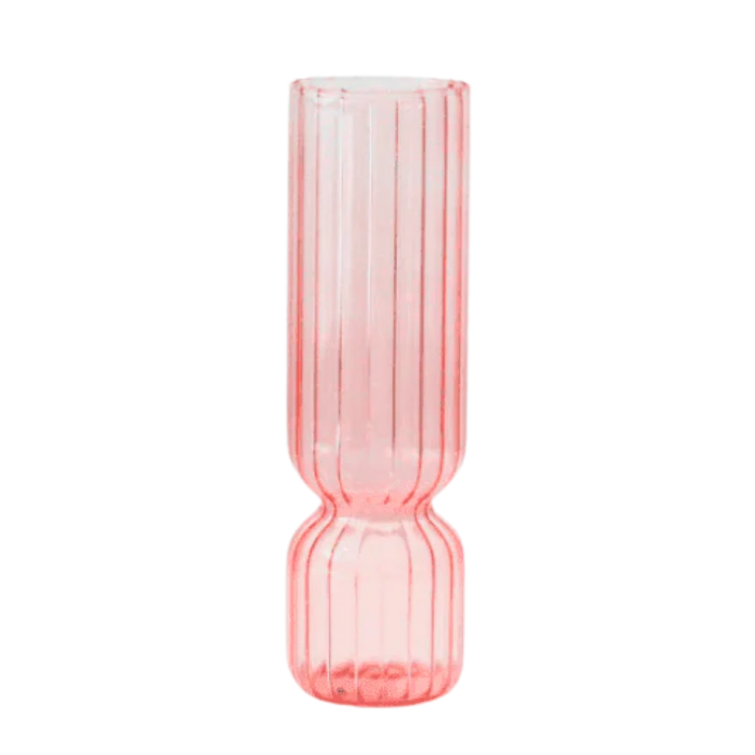 Fluted Glass Vase - Pink