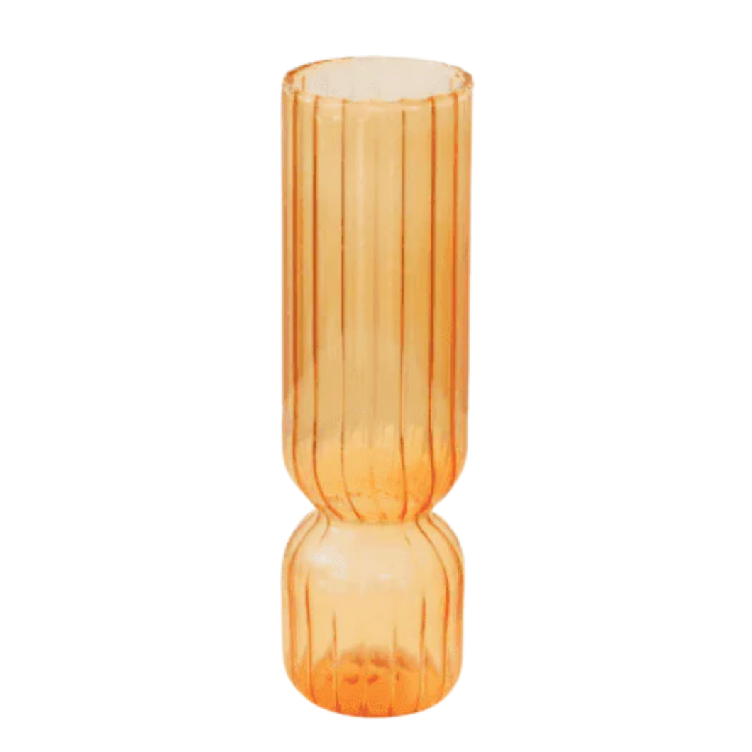 Fluted Glass Vase - Orange