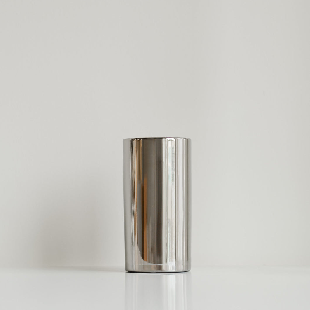 Electroplated Silver Ceramic Vase - Tall