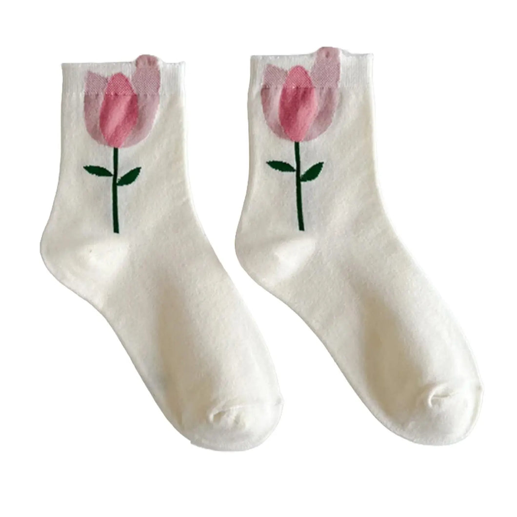 Floof Socks - Pink Tulip