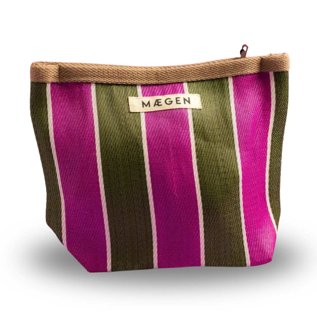Accessory Pouch - Brown, Olive and Pink