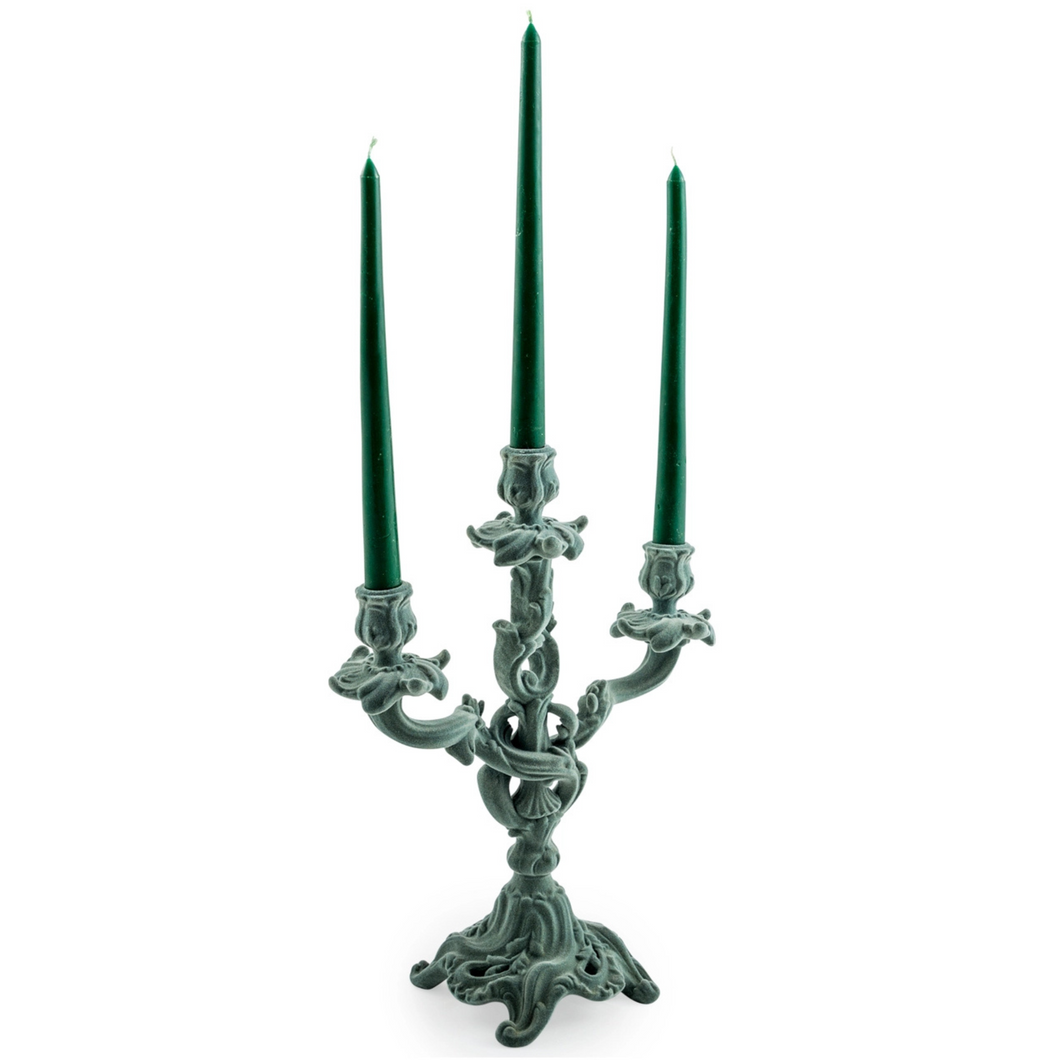 Light Grey/Blue Flock Candelabra