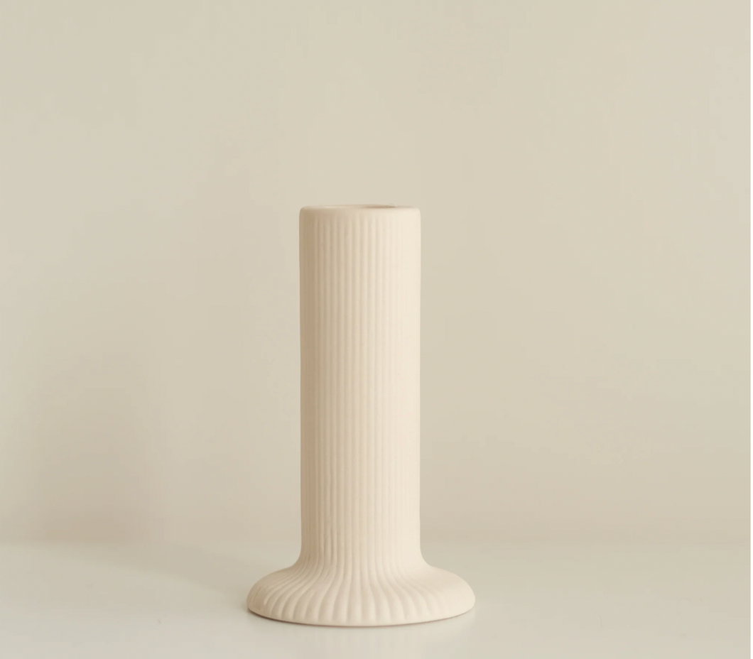 Ridge Ceramic Candle Holder - Sand (multiple sizes)