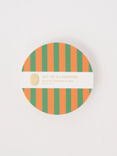 Load image into Gallery viewer, Amore Green and Orange Striped Coaster Set
