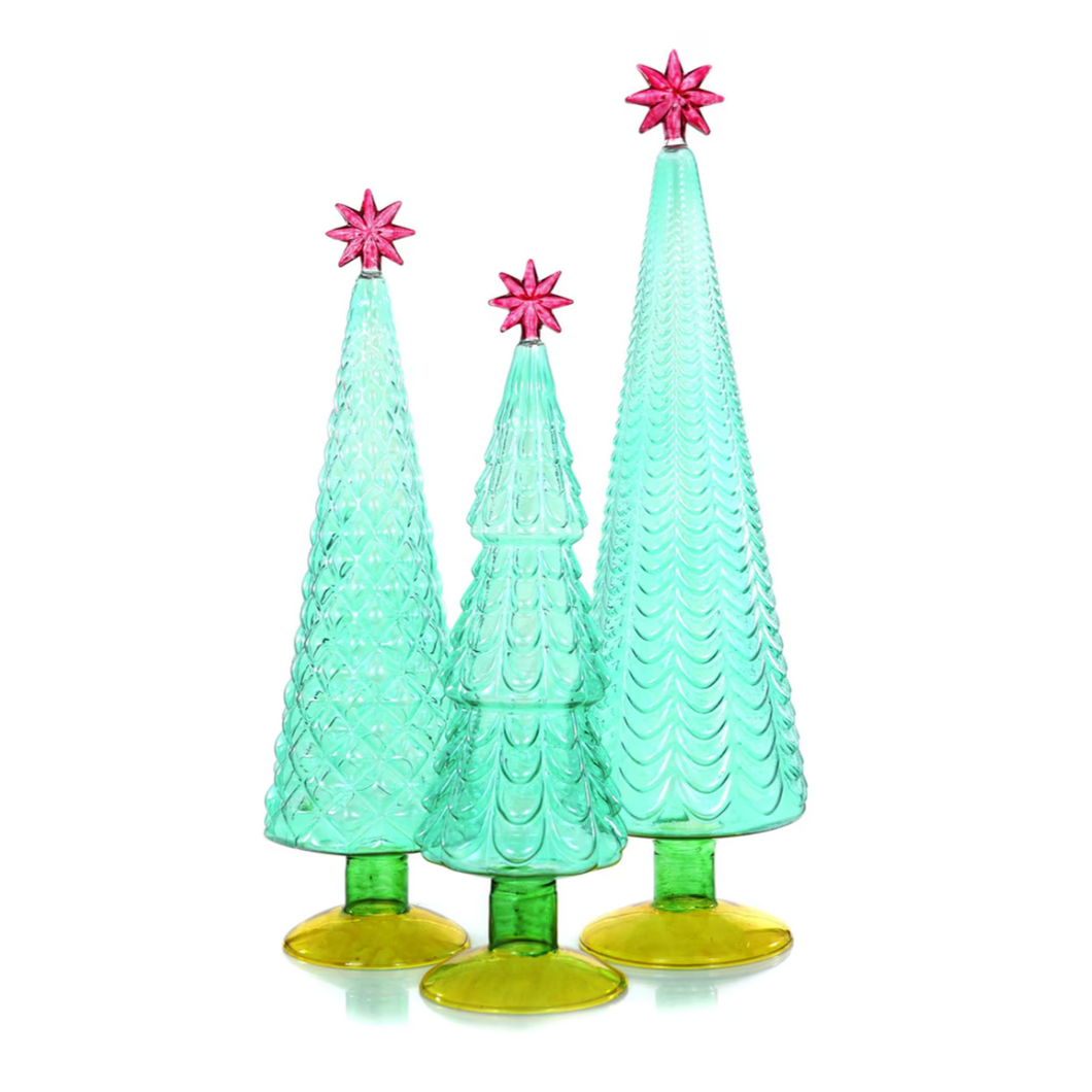 Glass Translucent Trees - Teal/Pink