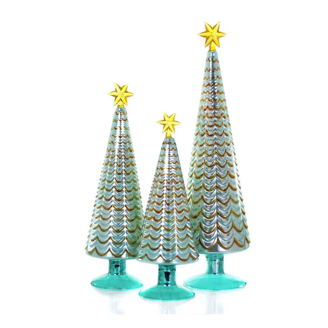 Glass Striped Trees - Blue/Gold