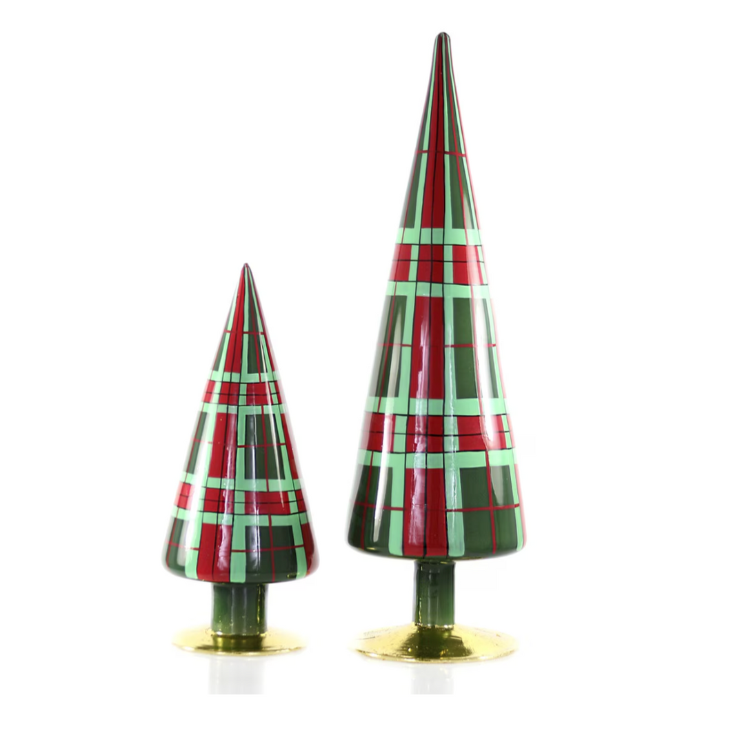 Glass Patterned Trees - Green Plaid