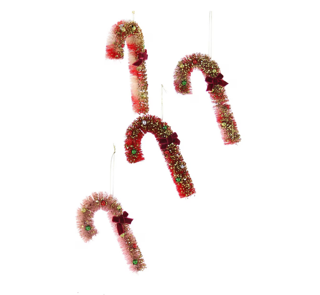Vintage Brush Candy Cane Ornament