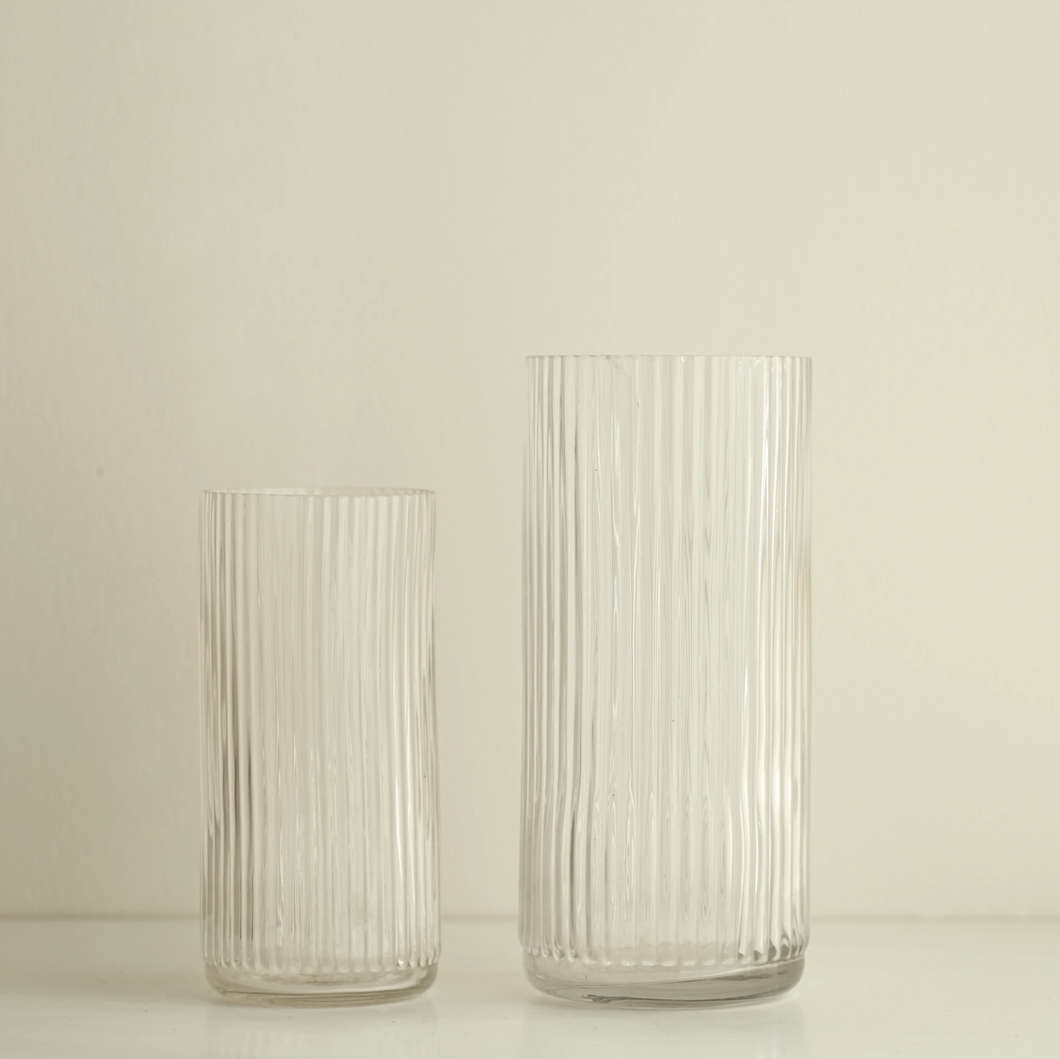 Ridged Pillar Glass Vase