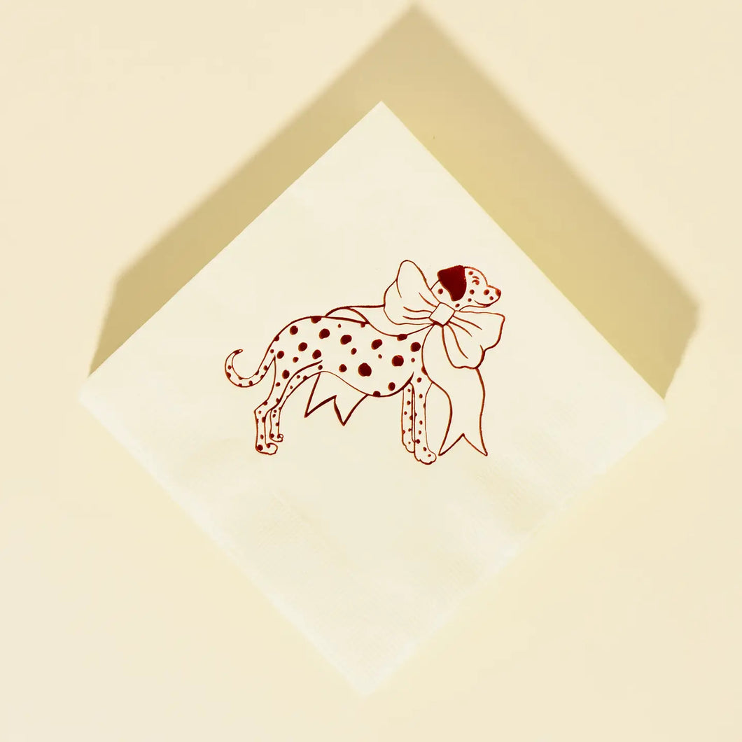 Dalmation Cocktail Napkin Set - Red/White