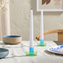 Load image into Gallery viewer, Two-Tone Glass Candle Holder - Blue/Green
