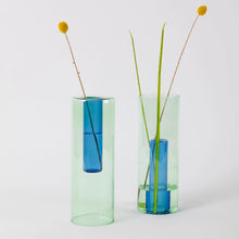 Load image into Gallery viewer, Reversible Glass Vase - Blue/Green (multiple sizes)
