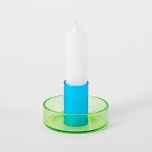 Load image into Gallery viewer, Two-Tone Glass Candle Holder - Blue/Green
