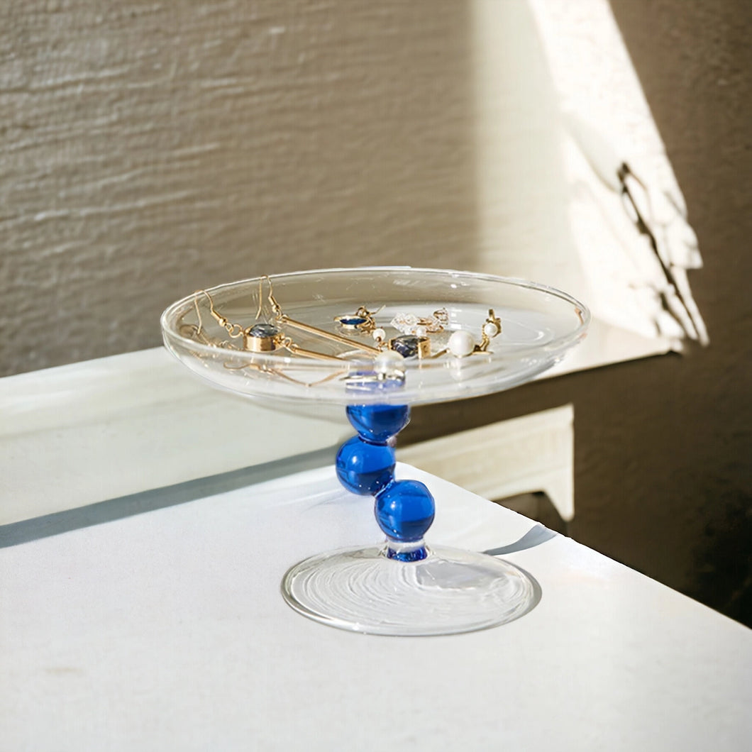 Blue Bubble Glass Decorative Tray