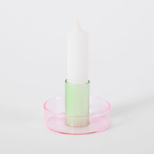 Load image into Gallery viewer, Two-Tone Glass Candle Holder - Pink/Green
