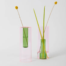 Load image into Gallery viewer, Reversible Glass Vase - Green/Pink (multiple sizes)
