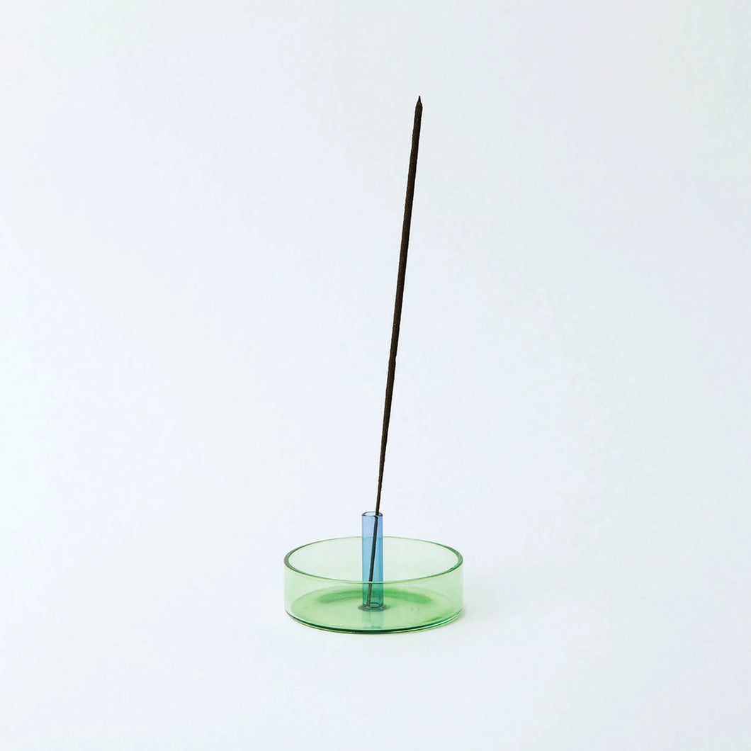 Two-Tone Glass Incense Holder - Blue/Green