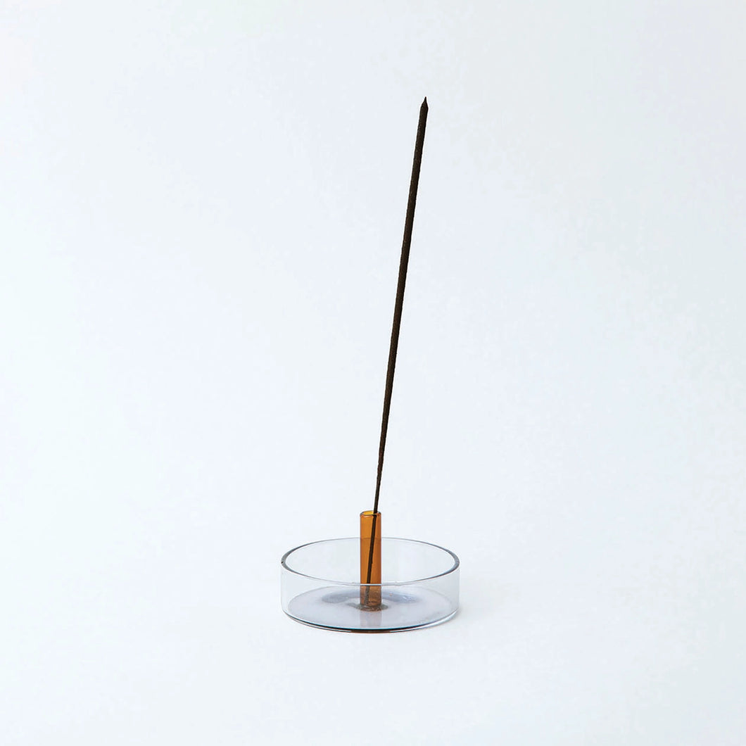 Two-Tone Glass Incense Holder - Orange/Grey